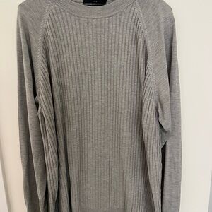 Murano Light Gray Ribbed Crewneck Sweater
